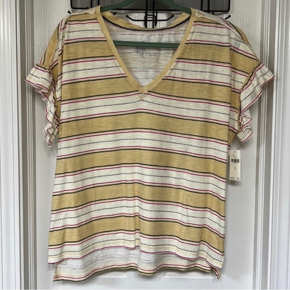 NWT Anthropologie Pilcro 100% Cotton Striped Vneck Tshirt Size M
